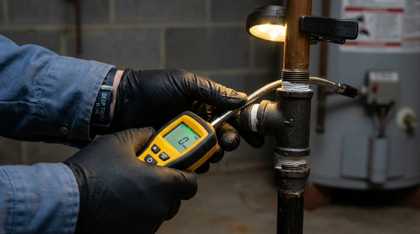 Gas leak detection with electronic sniffer by Johns Plumbing LLC in Katy